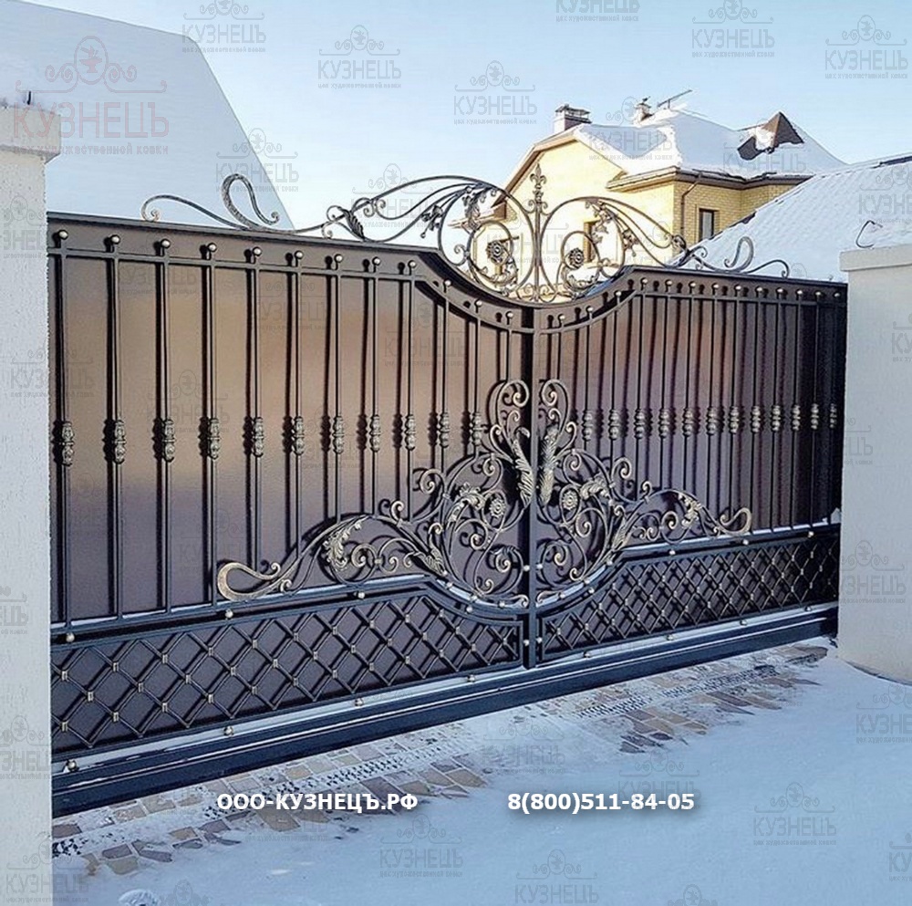 Откатные ворота зимой